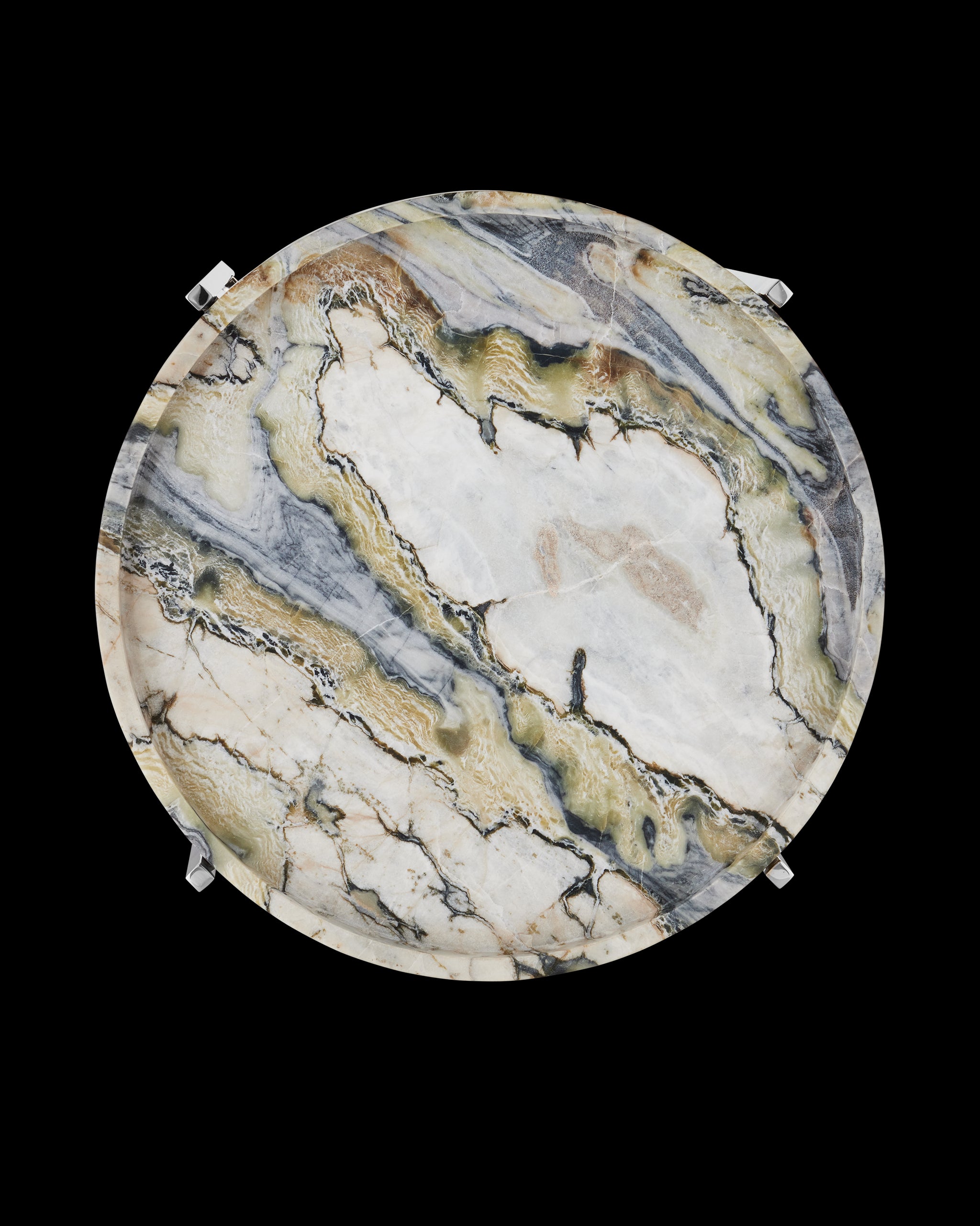 Currey & Company Freya Floral Jade Marble Accent Table