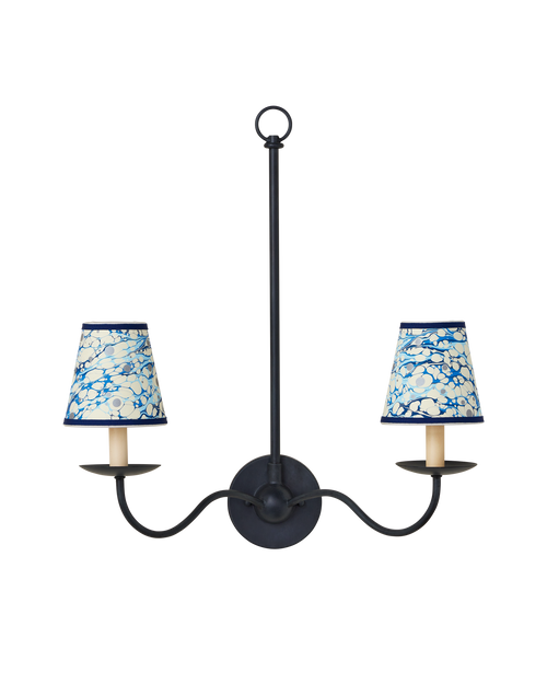 Currey & Company Marble Blue Lace Paper Tapered Chandelier Shade