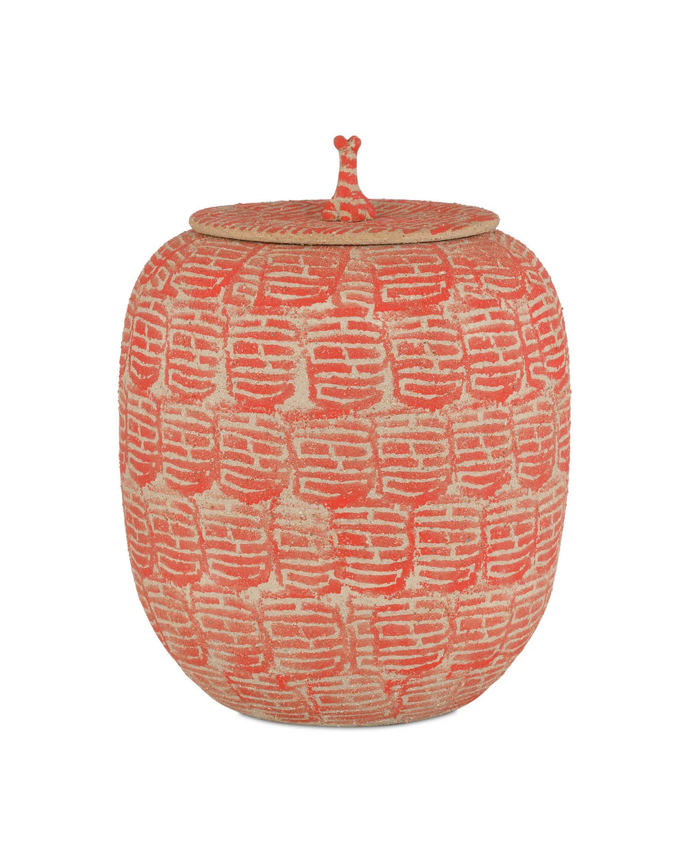 Currey & Company 12.5" Happiness Red Porcelain Preserve Jar