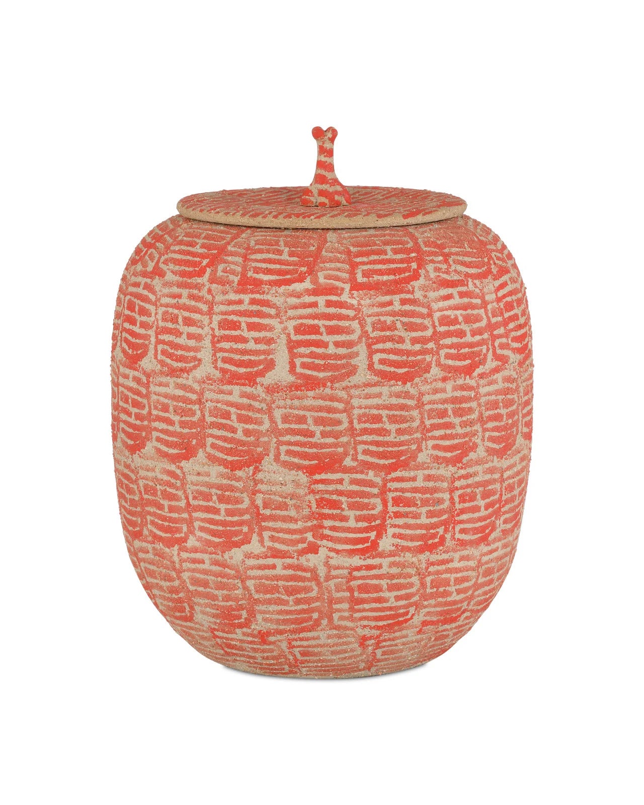 Currey & Company 12.5" Happiness Red Porcelain Preserve Jar