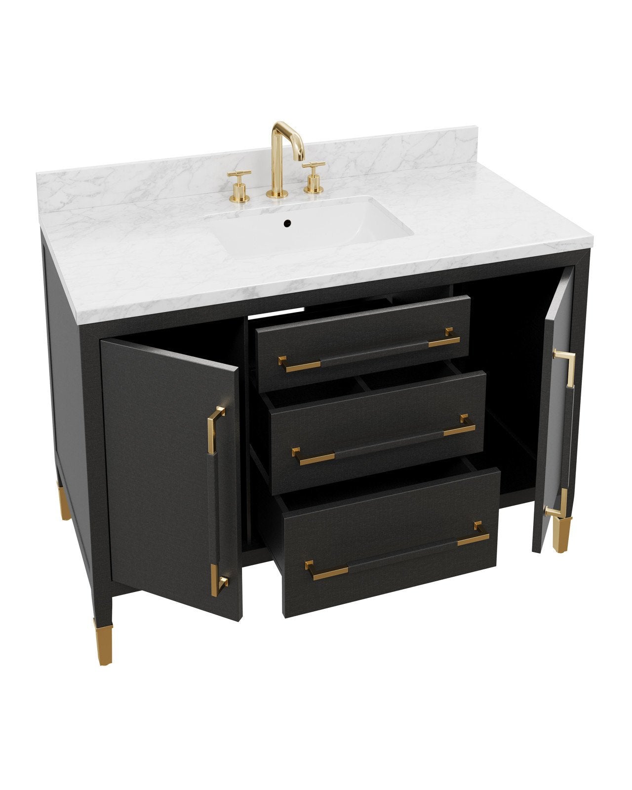 Currey & Company Verona 48" Black Linen Vanity With Rectangular Undermount Sink