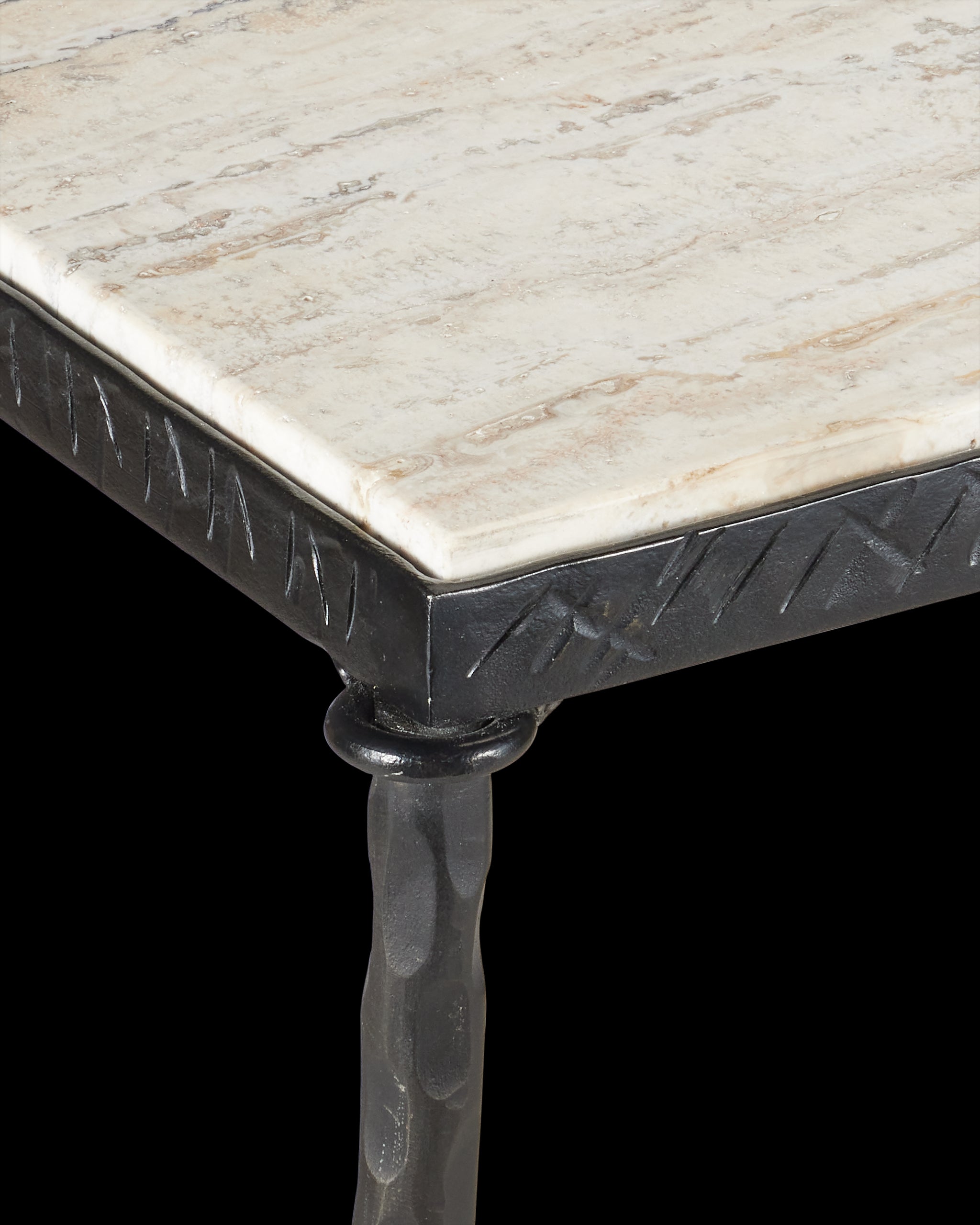Currey & Company Agora White Travertine Console Table