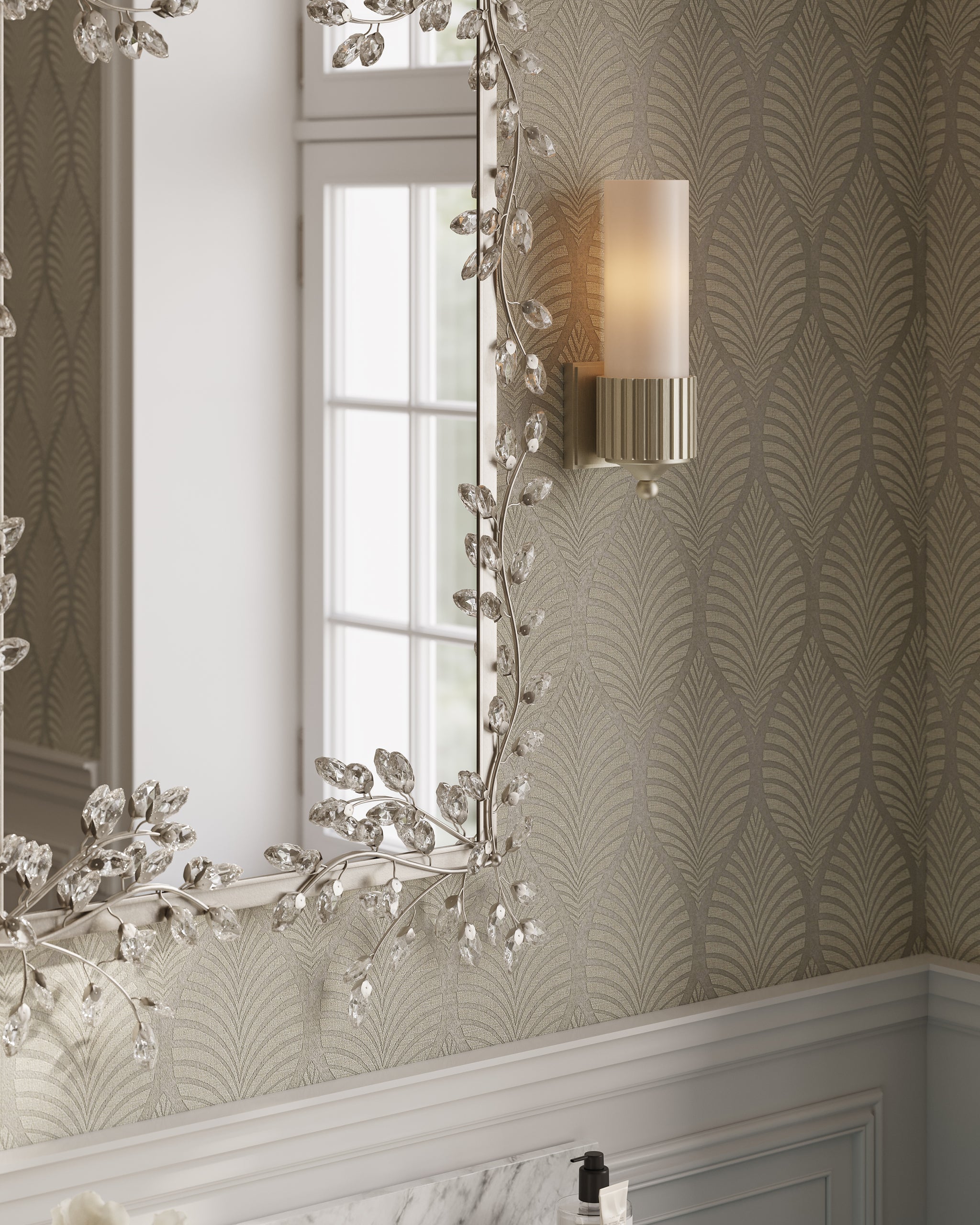 Currey & Company Forget Me Not Silver Rectangular Mirror