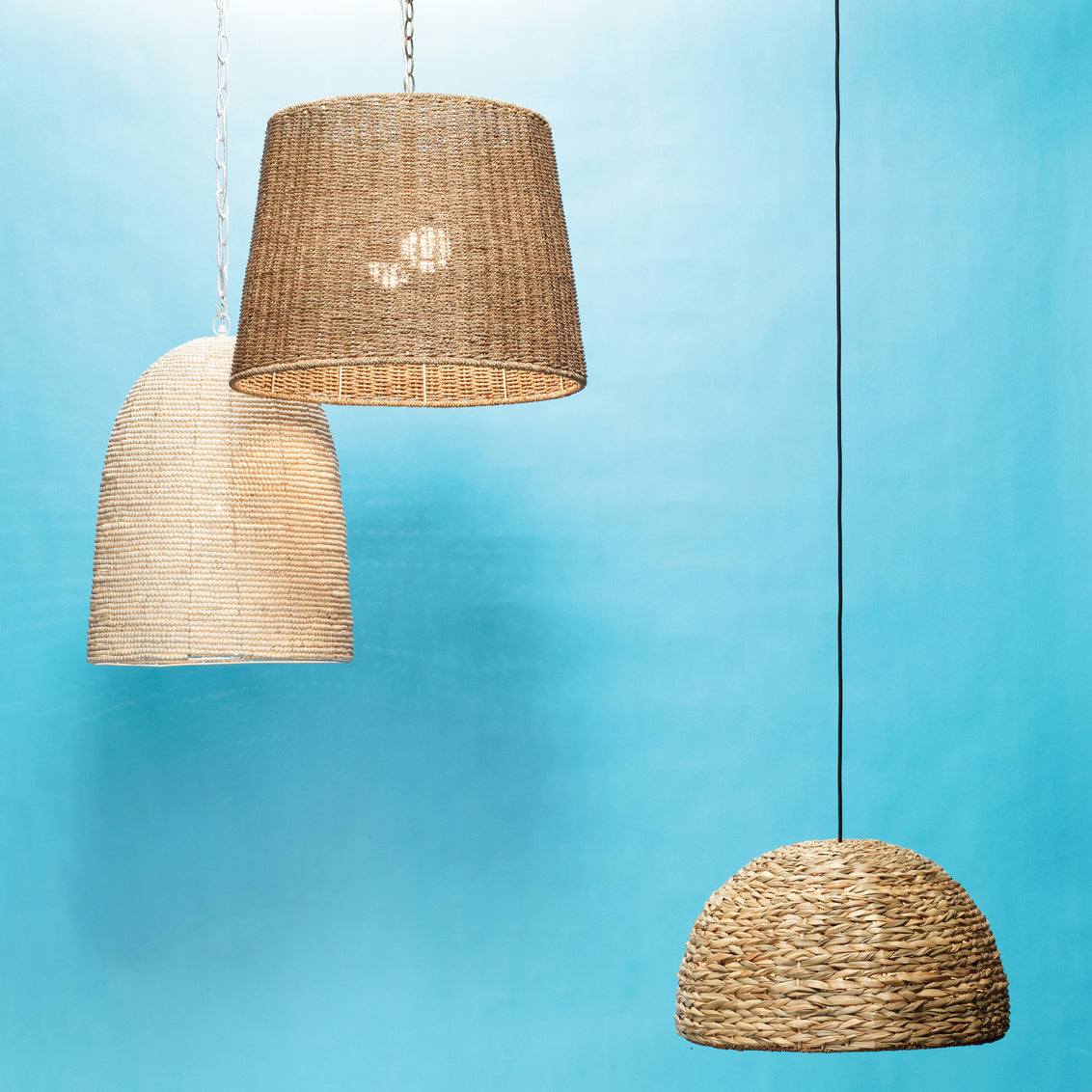 Jamie Young Shoreline Pendant In Natural Seagrass