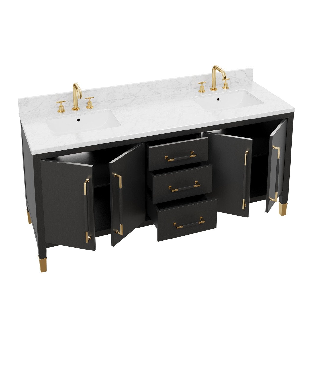 Currey & Company Verona 72" Black Linen Vanity With Double Undermount Sinks