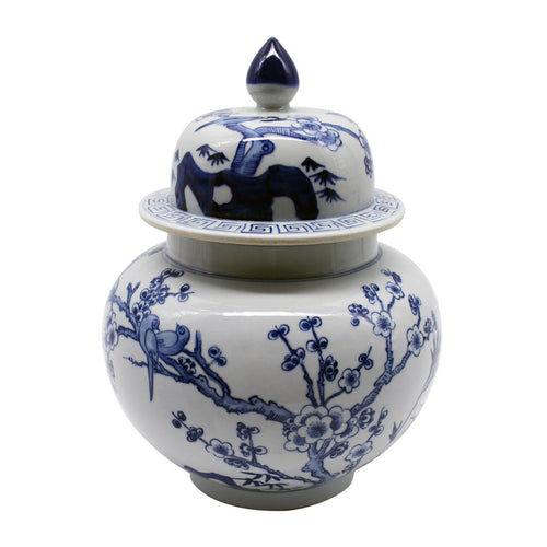 Blue & White Flower Bird Ginger Jar by Legends Of Asia