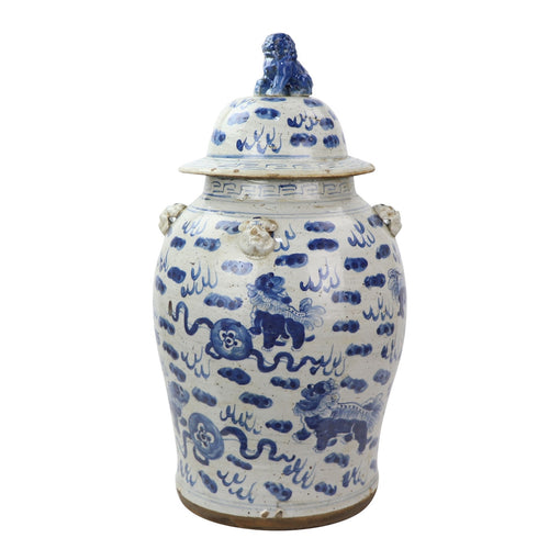 Vintage Temple Jar Lion Motif By Legends Of Asia