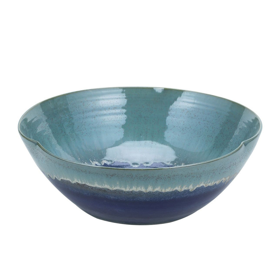 Swirl Bowl Blue Green Reaction Glazed By Legends Of Asia