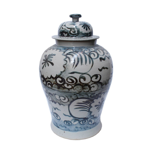 Bargain Basement Blue And White Sea Flower Temple Jar Large By Legends Accents