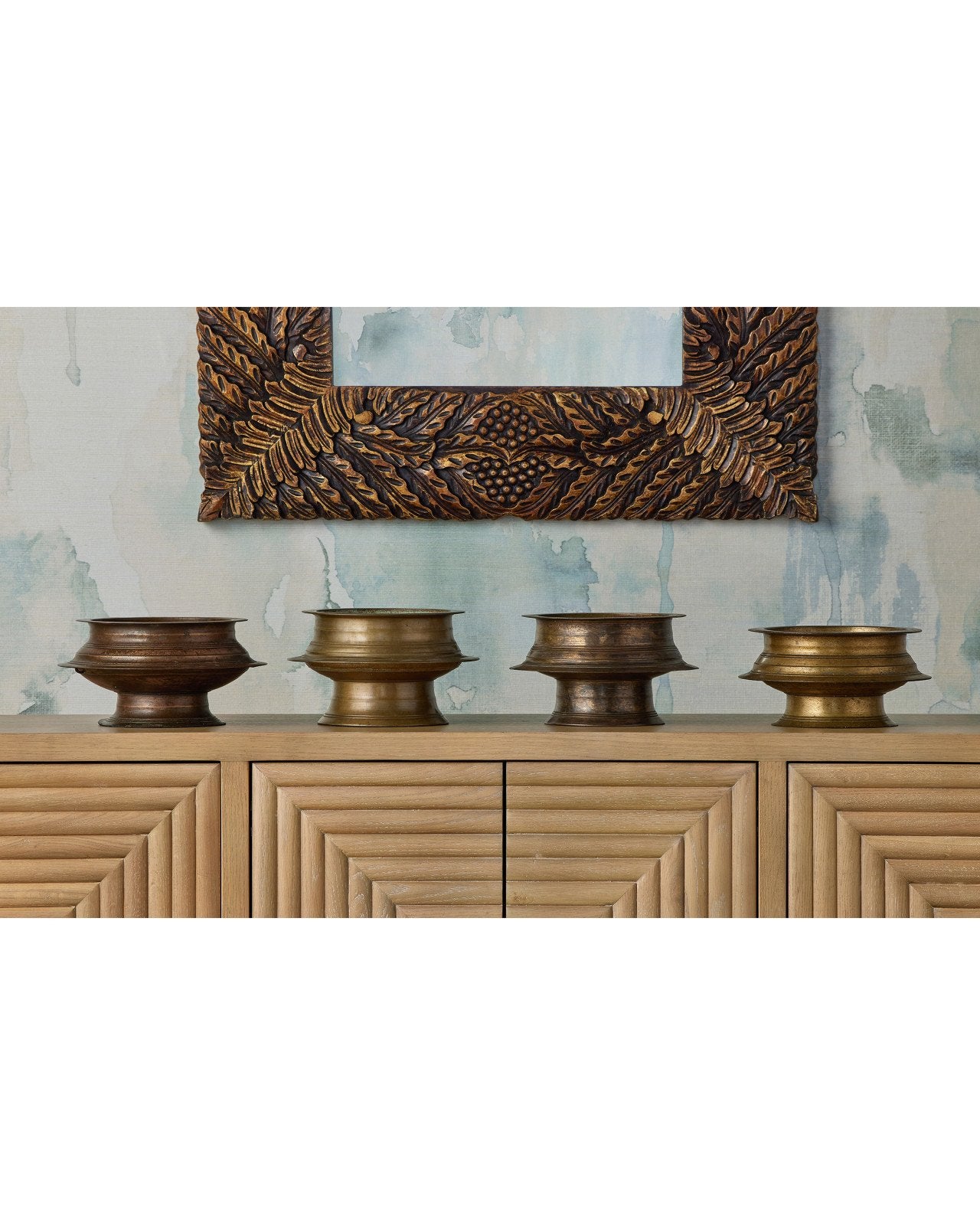 Currey & Company Tanjore 12" Antique Brass Ritual Bowl