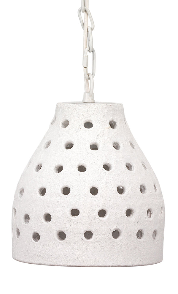 Jamie Young Medium Porous Pendant In Textured Matte White Ceramic