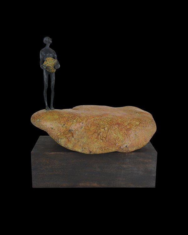 Currey & Company Man On Rock Small Bronze