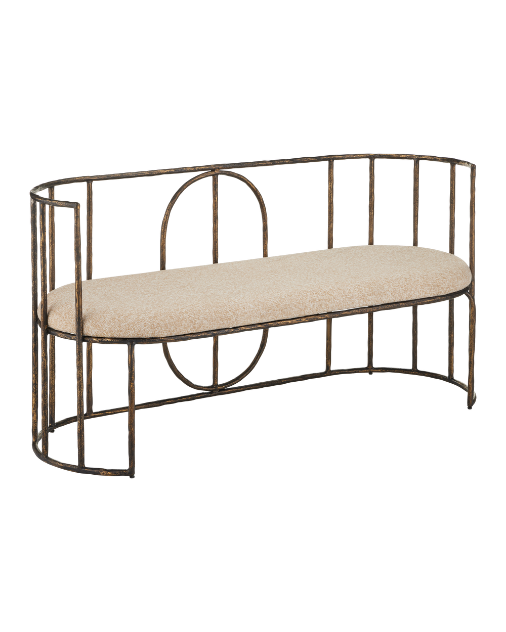Currey & Company Euclid Bench, Boucle Seashell