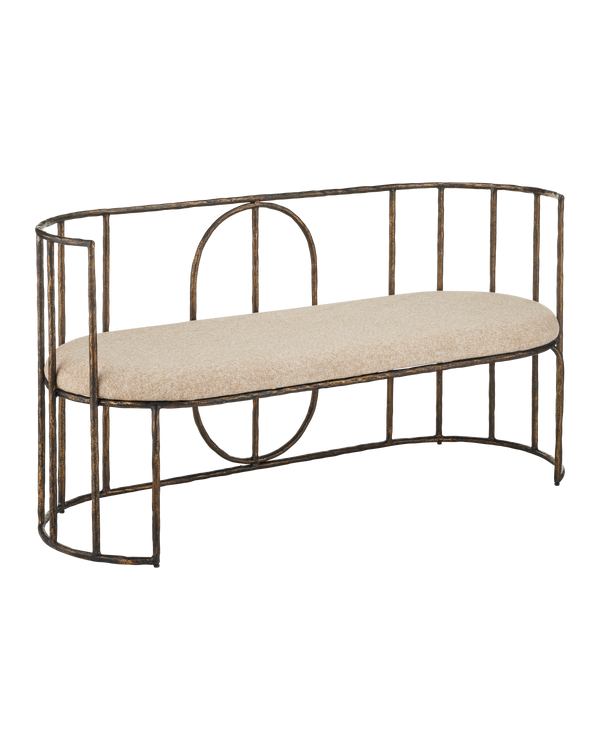 Currey & Company Euclid Bench, Boucle Seashell