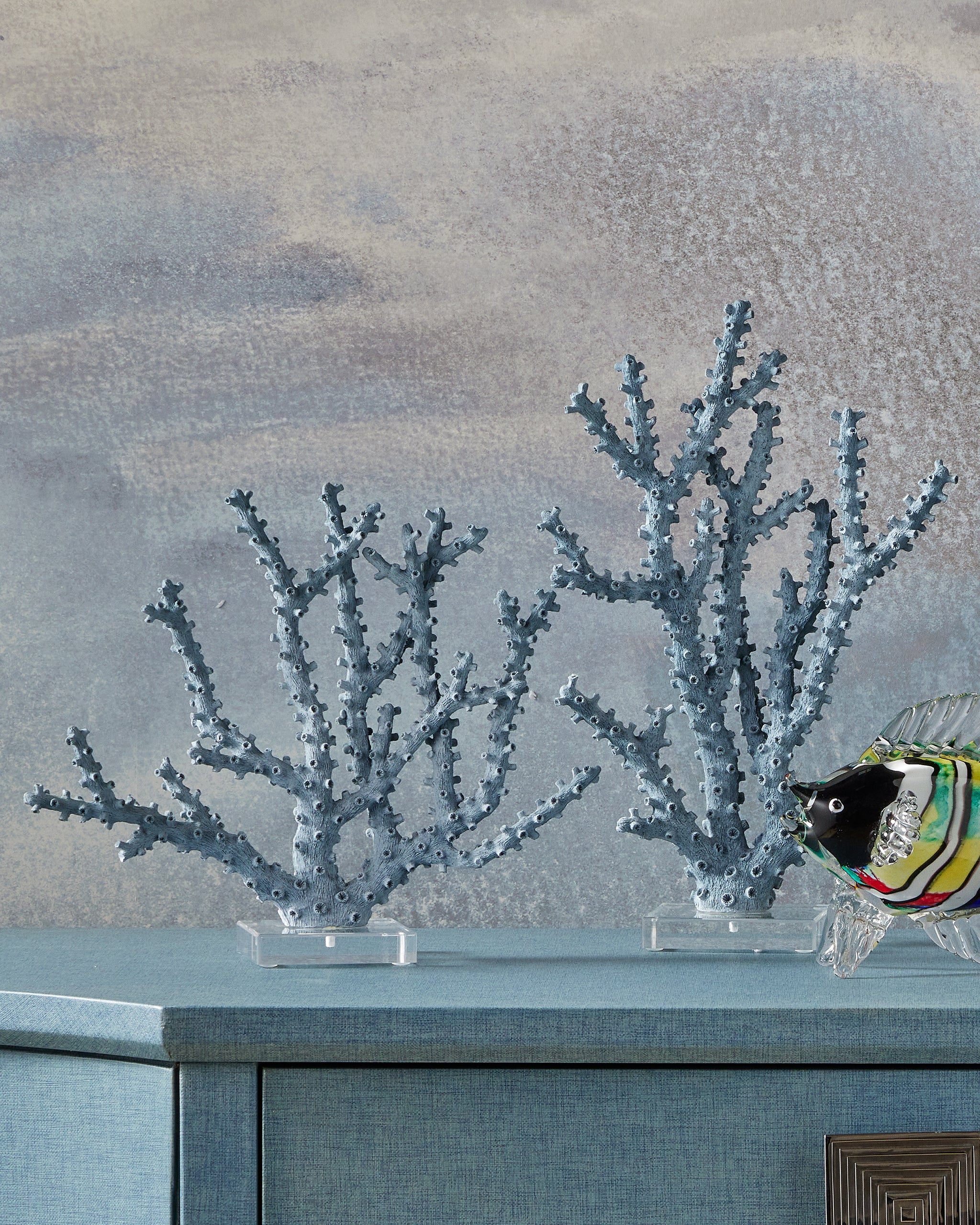 Currey & Company Blue Coral Set Of 2