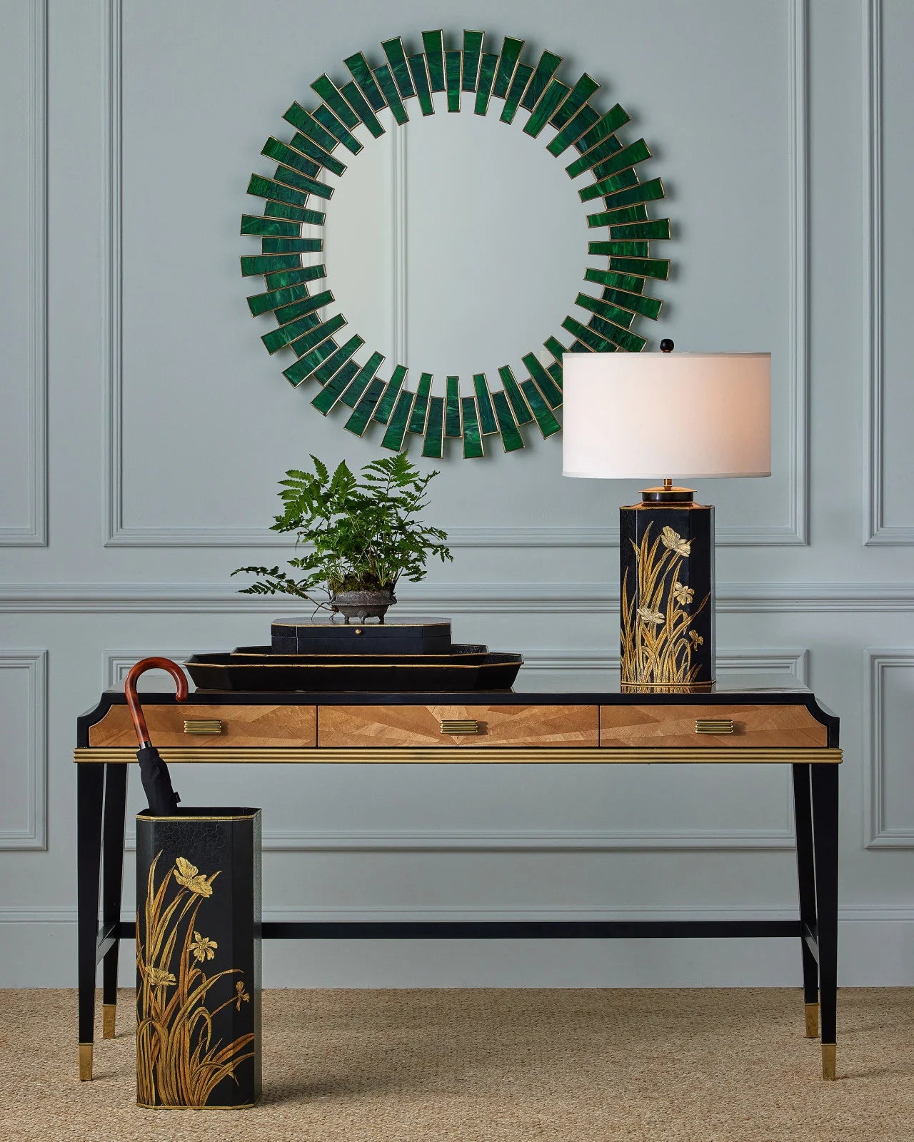 Currey & Company 39" Glasdele Emerald Round Mirror