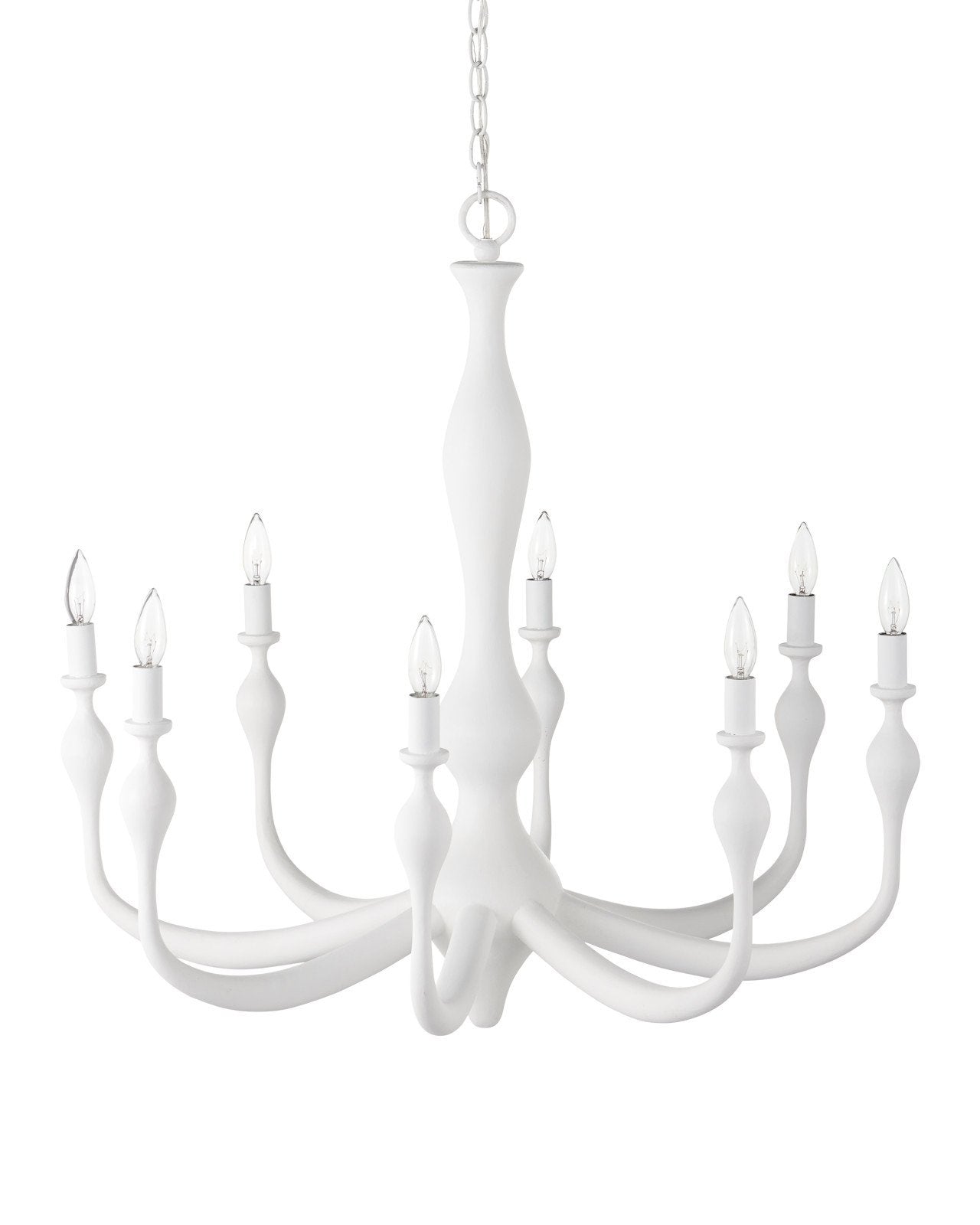 Currey & Company Ludwig 34" Gesso White 8 Light Chandelier