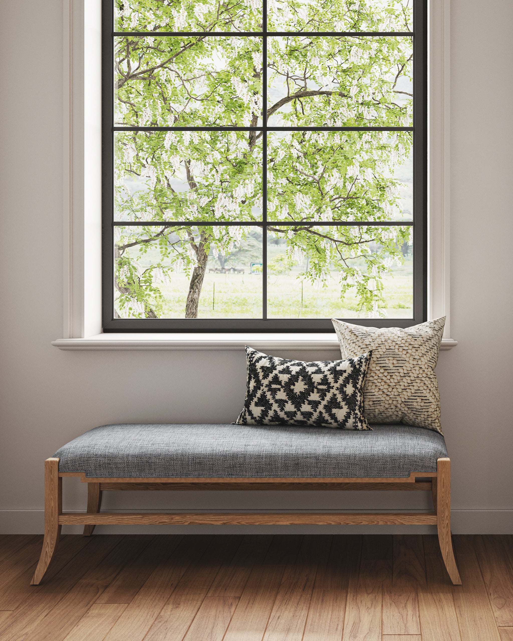 Currey & Company Melanie Blonde Bench, Greenlight Powder