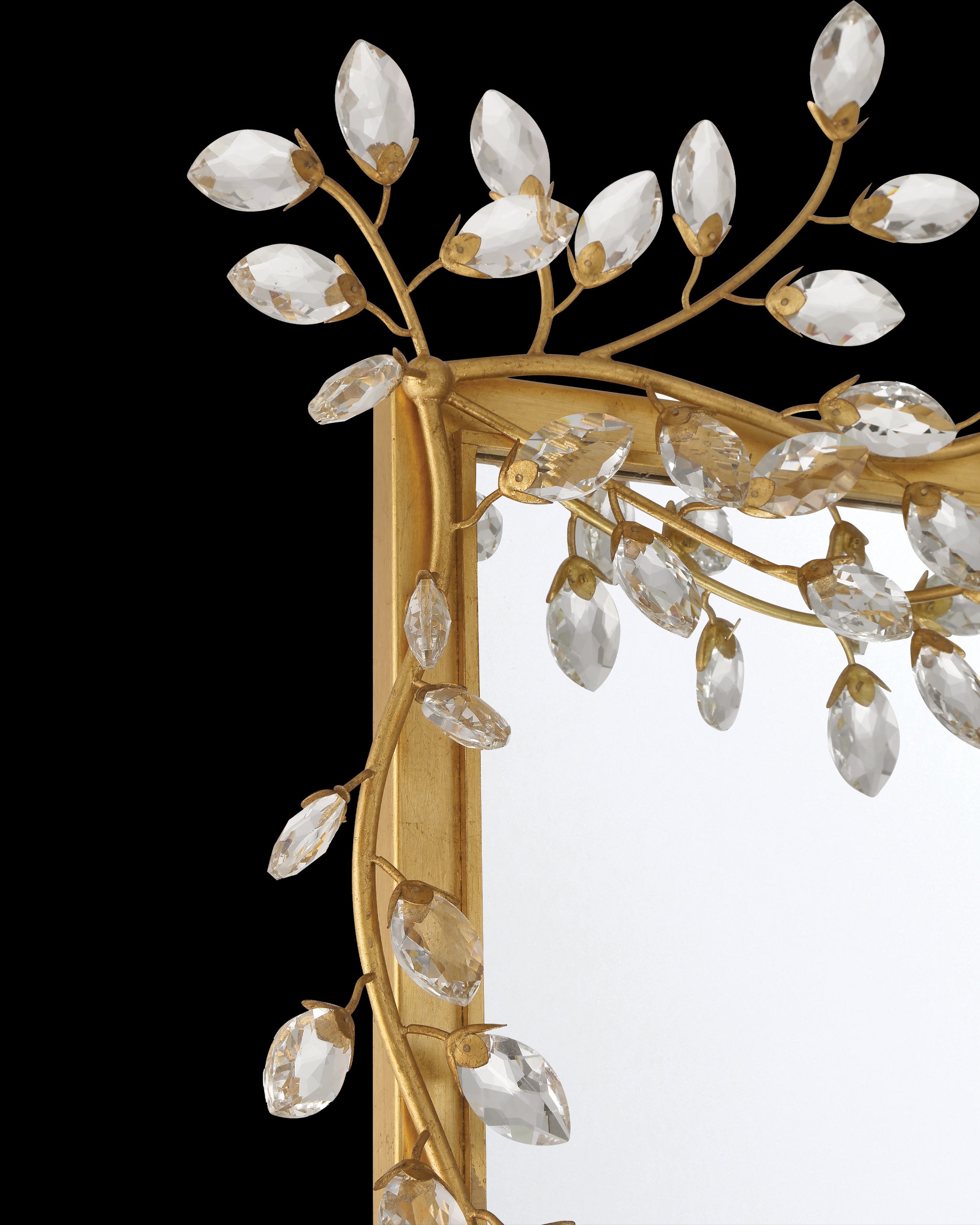 Currey & Company Forget Me Not Gold Rectangular Mirror