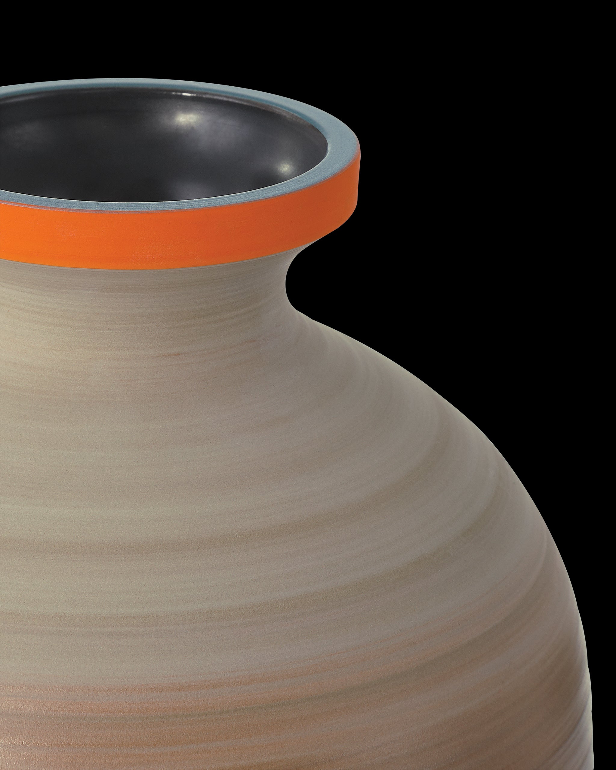 Currey & Company Happy 80's Gray, Beige, Orange & Blue Vase Set Of 3