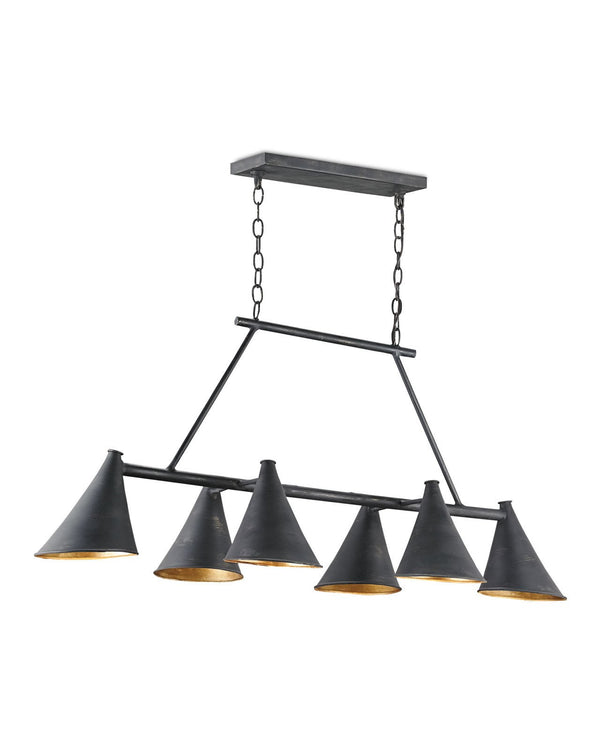 Currey & Company Culpepper 48" Black Rectangular 6 Light Chandelier