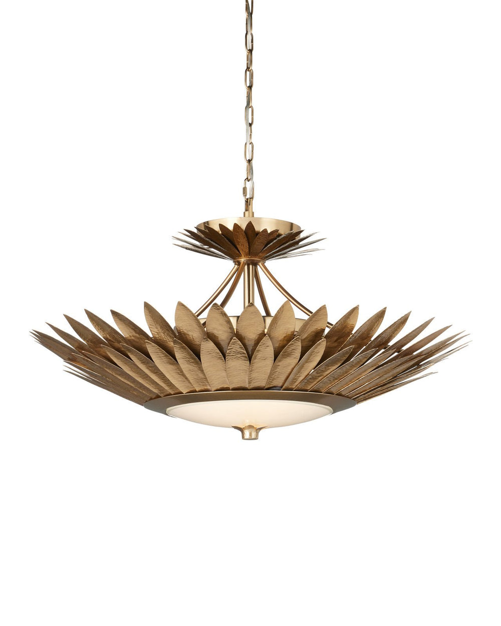 Currey & Company Plumage 30" Brass Convertible Semi Flush Mount