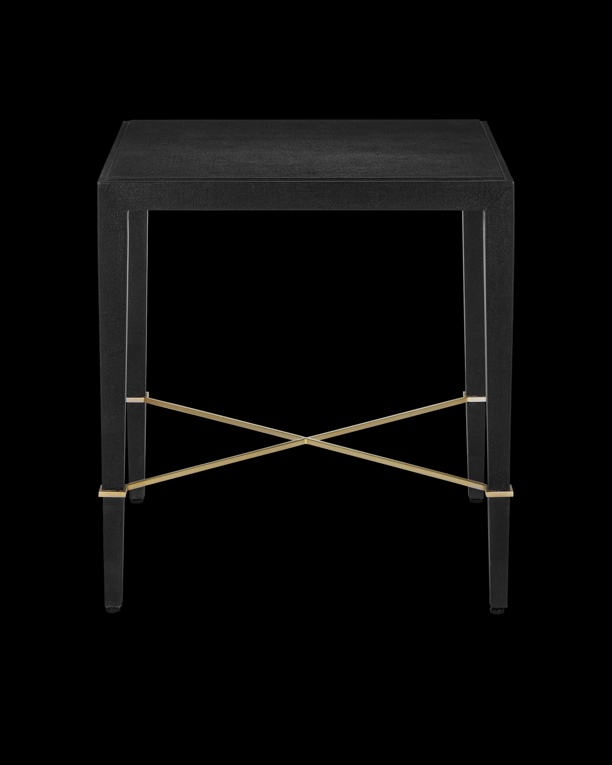 Currey & Company Verona Black Linen End Table