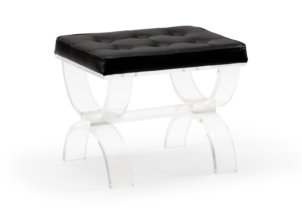 Harlow Bench in Acrylic and Black Leather by Wildwood