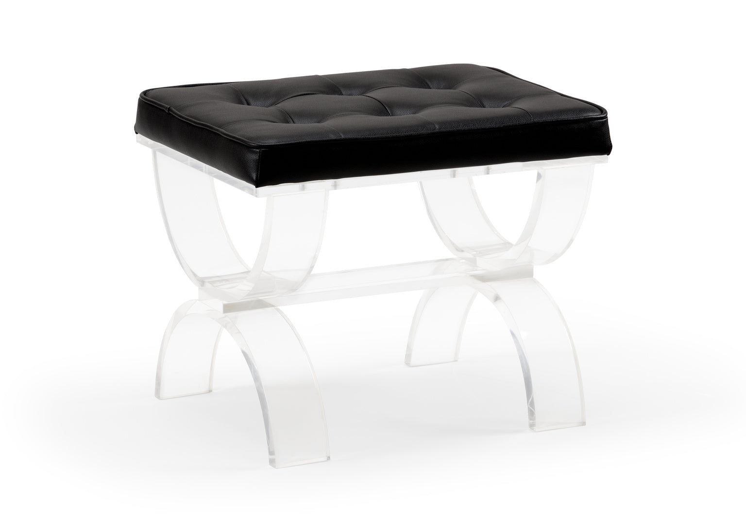 Harlow Bench in Acrylic and Black Leather by Wildwood