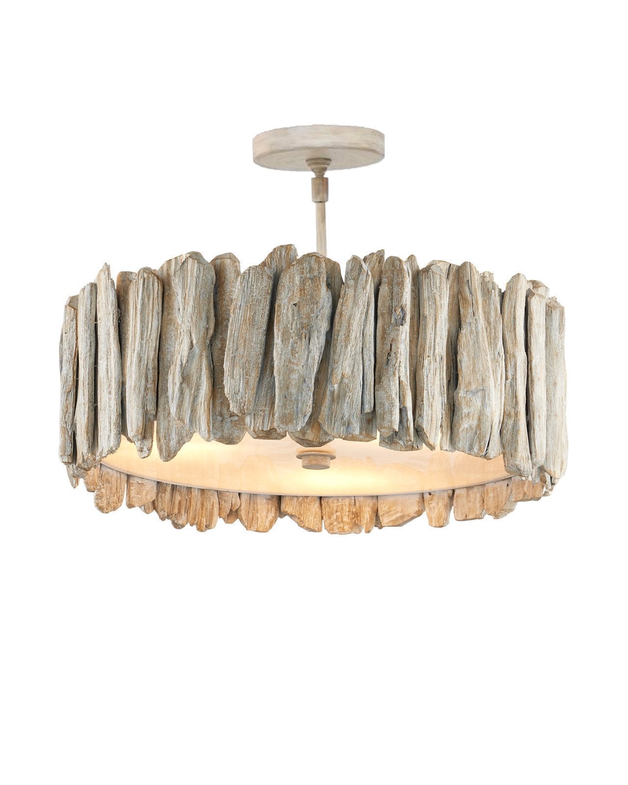 Currey & Company Driftwood 20" Whitewash Semi Flush Mount