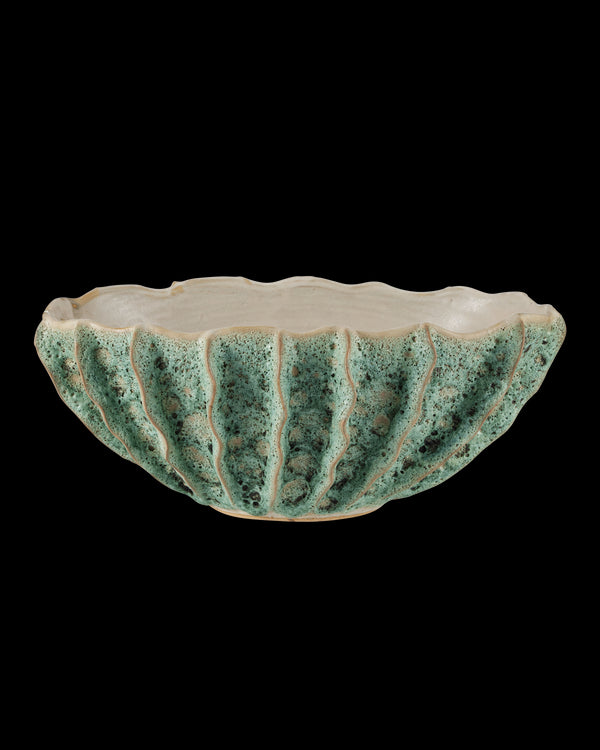 Currey & Company Sunken Boat Oval Green Bowl