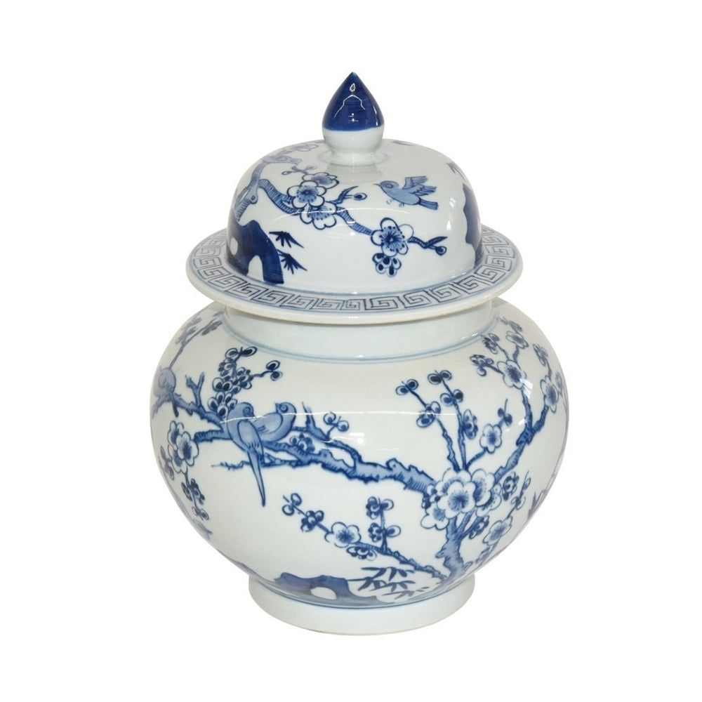 Blue & White Flower Bird Ginger Jar by Legends Of Asia