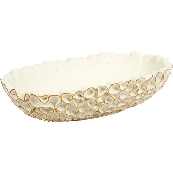 Oval White Swirl Bowl with Gold Accents by Old World Designs