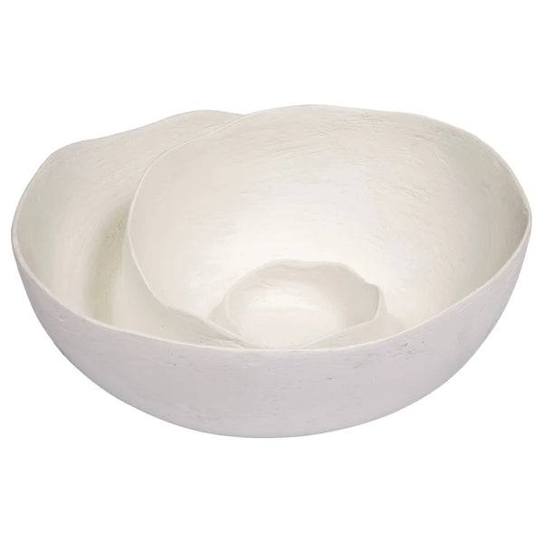 Soto Swirl Decorative Bowl in White Gesso
