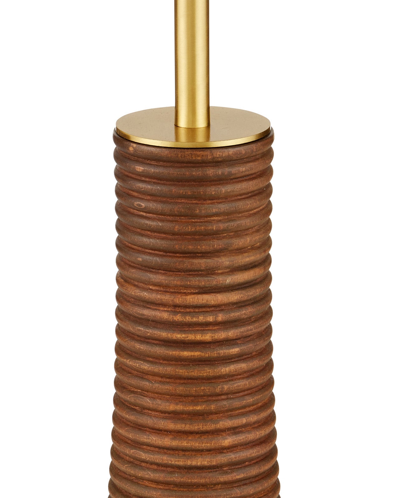 Currey & Company Lathe Natural Wood Floor Lamp