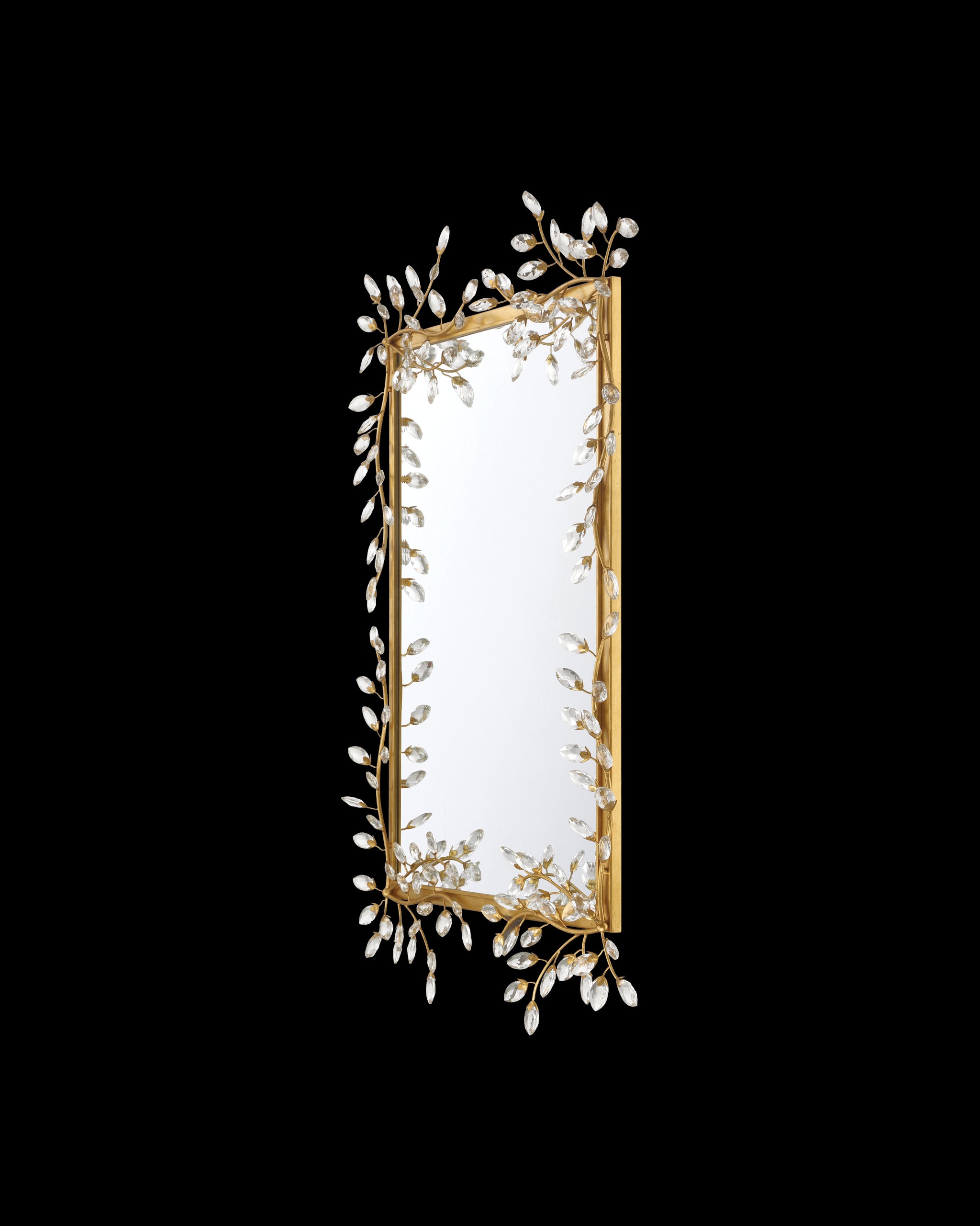 Currey & Company Forget Me Not Gold Rectangular Mirror