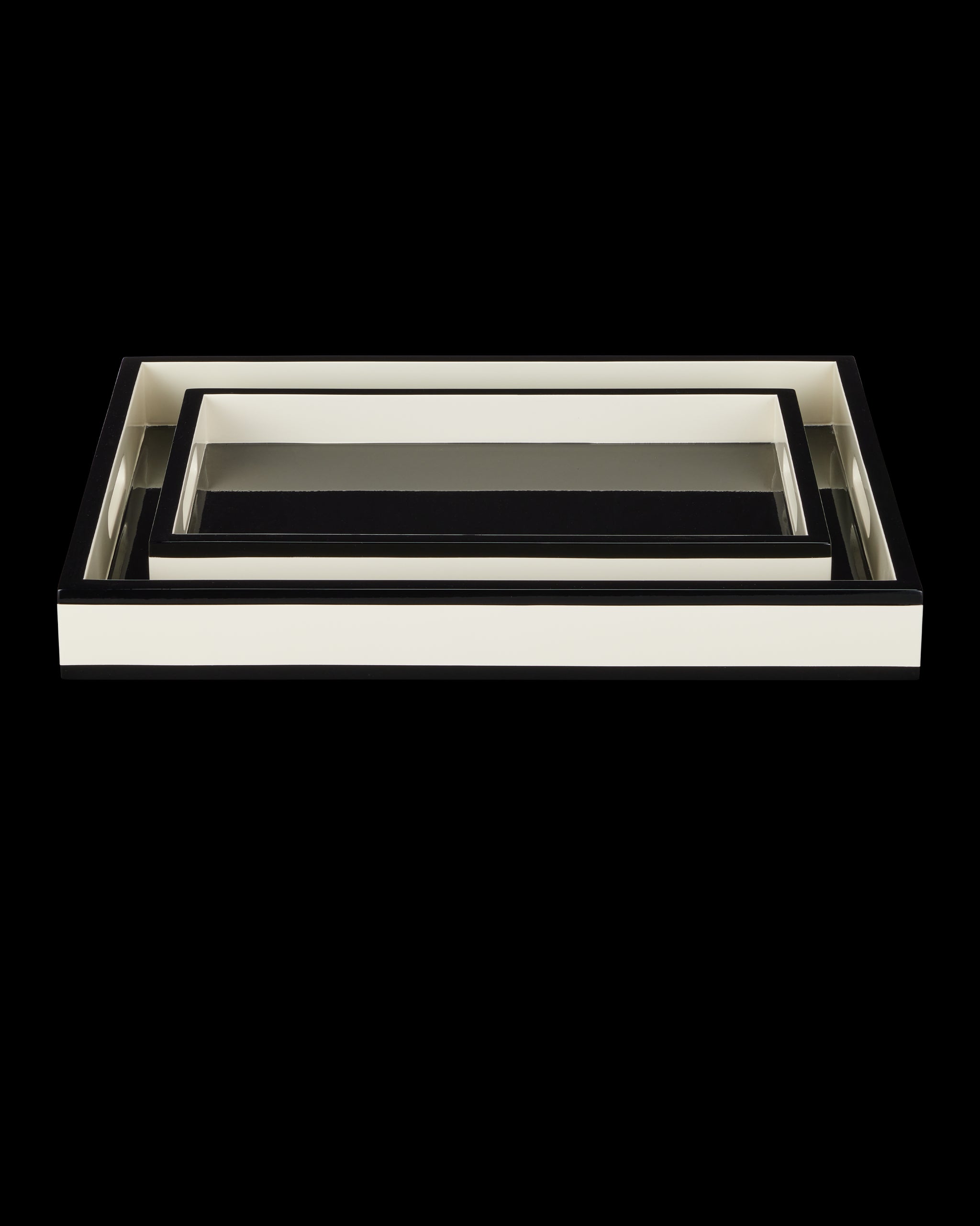 Currey & Company Ivory Lacquer Tray Set Of 2