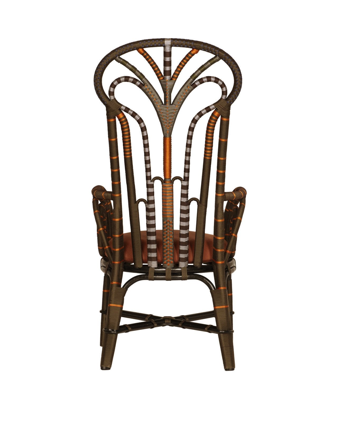 Currey And Company Benin 24" Wide Brown And Orange Rope Throne Armchair