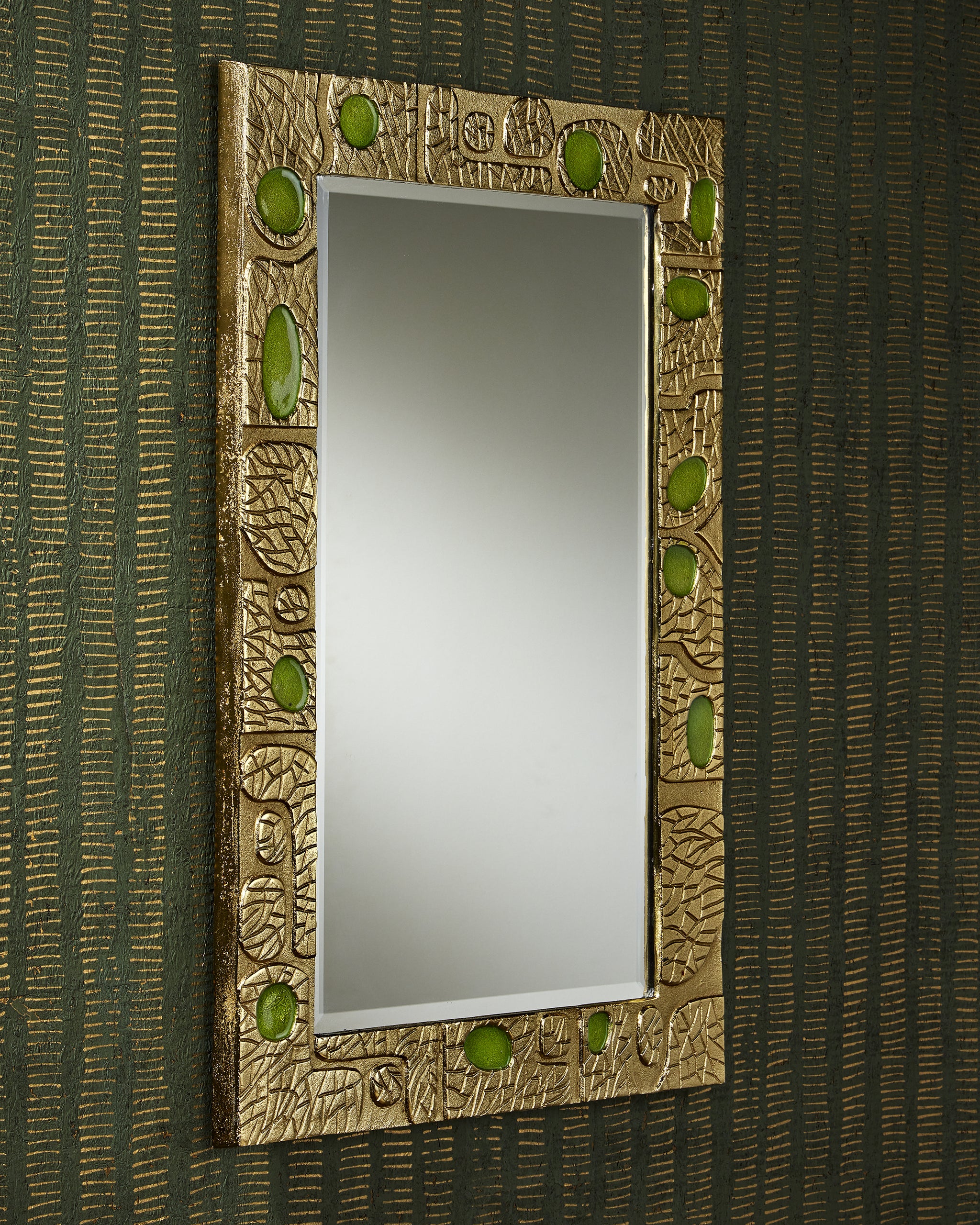 Currey & Company Beau Monde Gold & Green Mirror