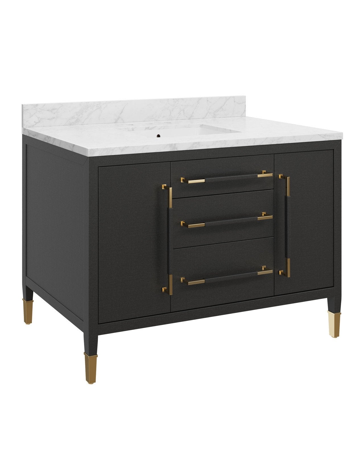 Currey & Company Verona 48" Black Linen Vanity With Rectangular Undermount Sink