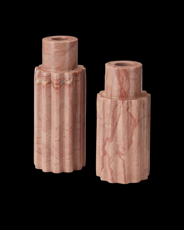 Currey & Company Penrose Pink Candle Holder Set Of 2