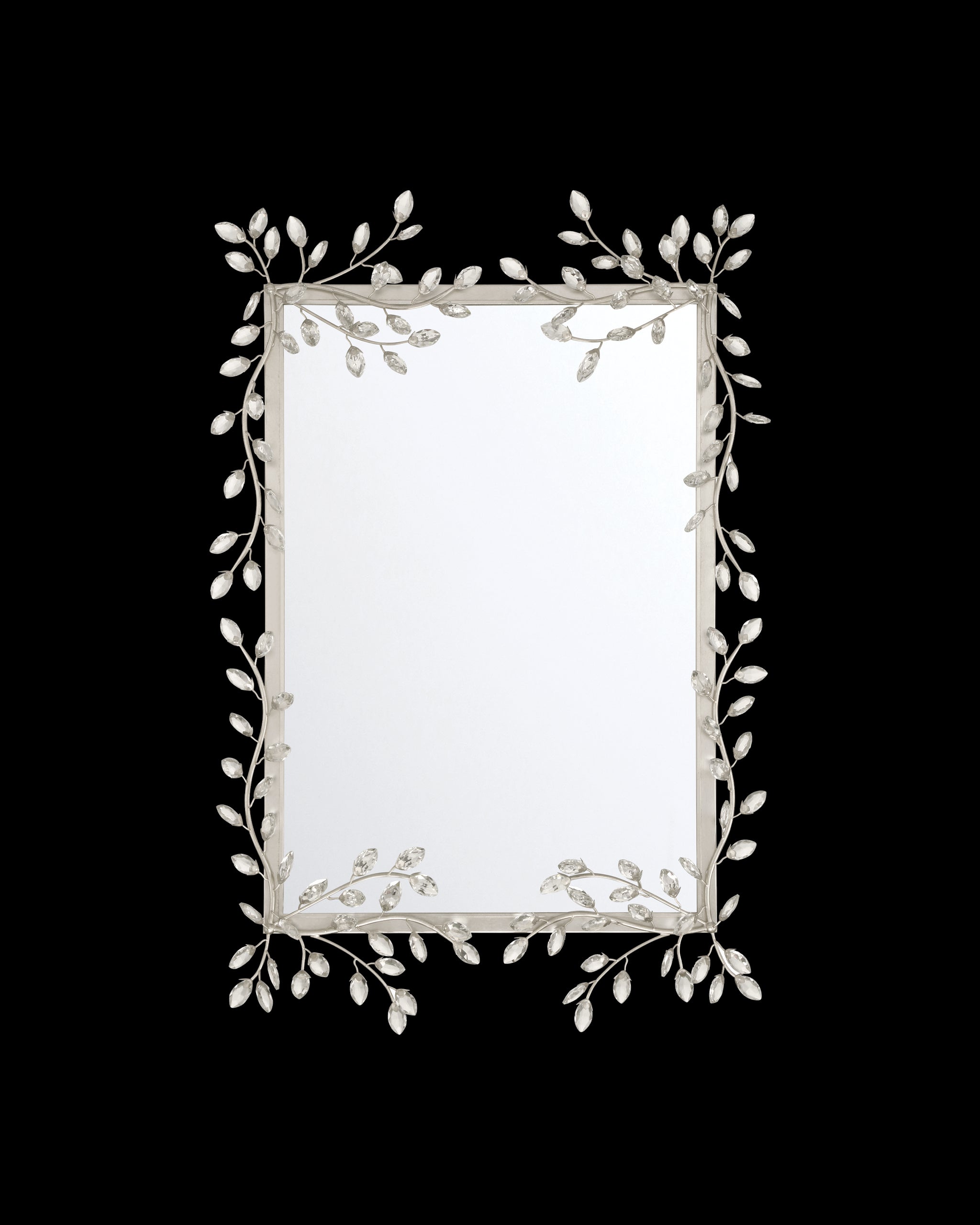 Currey & Company Forget Me Not Silver Rectangular Mirror