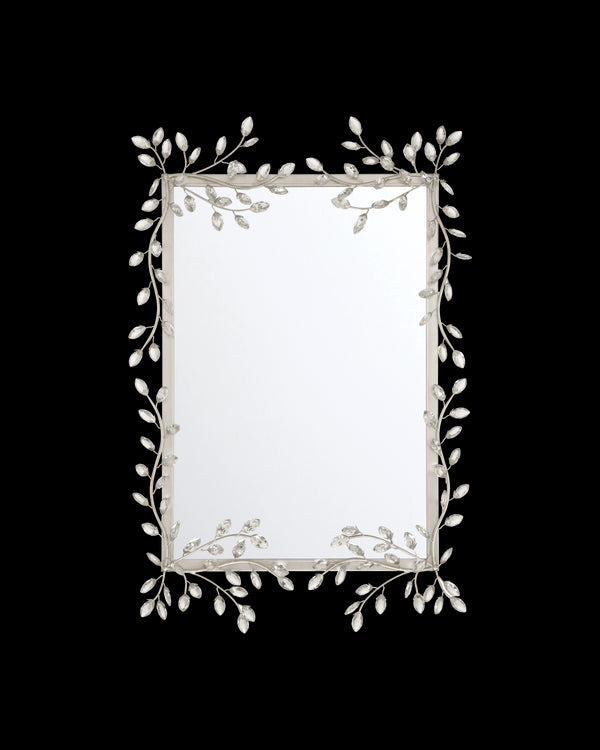 Currey & Company Forget Me Not Silver Rectangular Mirror