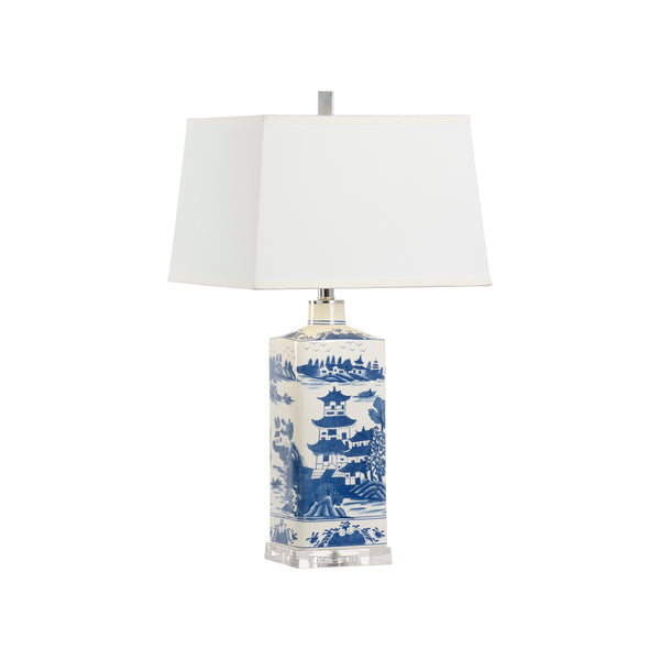 Chelsea House Square Blue And White Lamp
