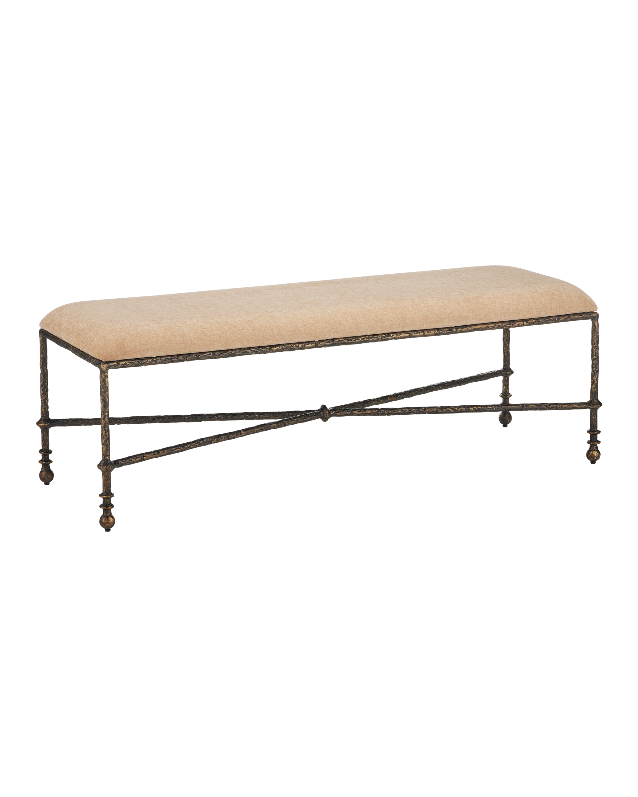 Currey & Company Fuso Bench, Fizz Champagne