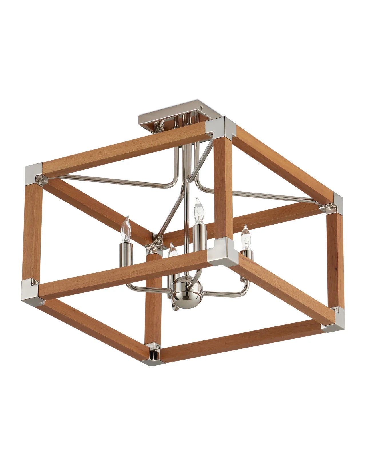 Currey & Company Boyd 16" Teak Semi Flush Mount