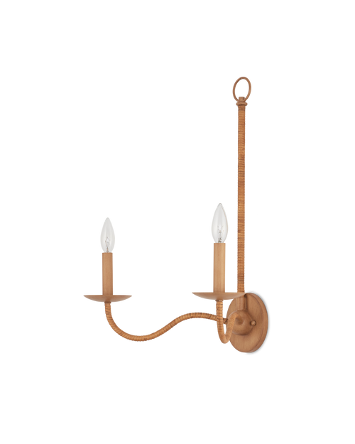 Currey & Company Saxon Double Light Tan Wall Sconce