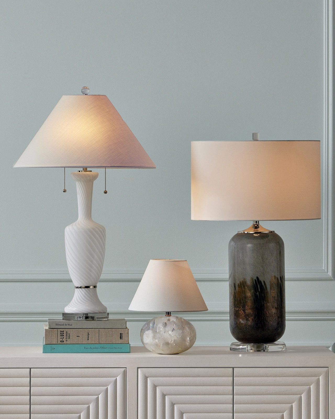 Currey & Company Lewes Gray Glass Table Lamp
