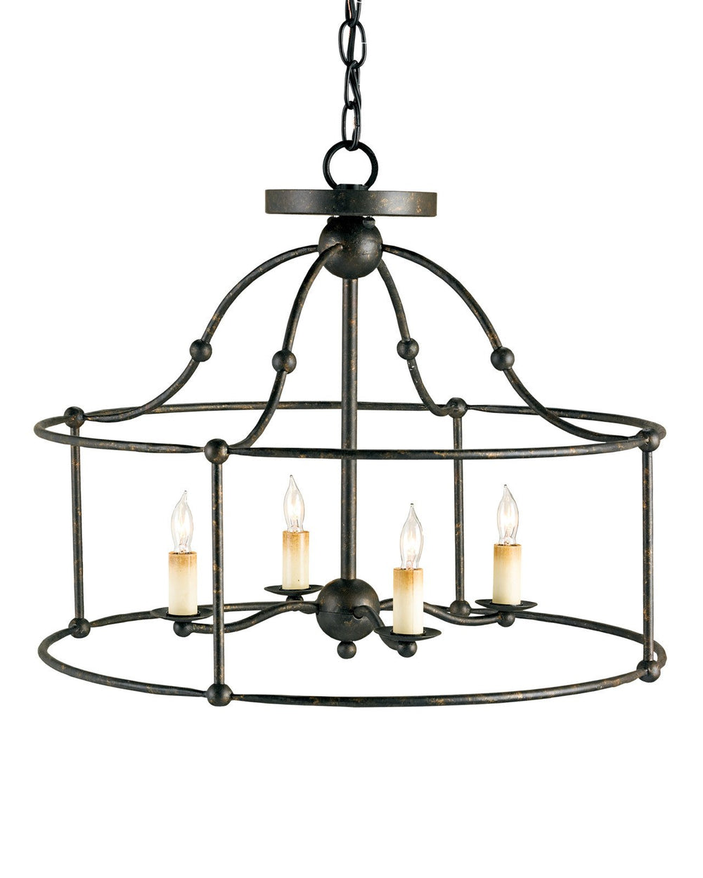 Currey & Company Fitzjames 20" Black 4 Light Semi Flush Mount