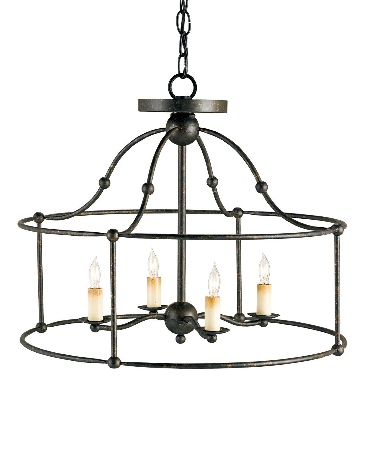 Currey & Company Fitzjames 20" Black 4 Light Semi Flush Mount